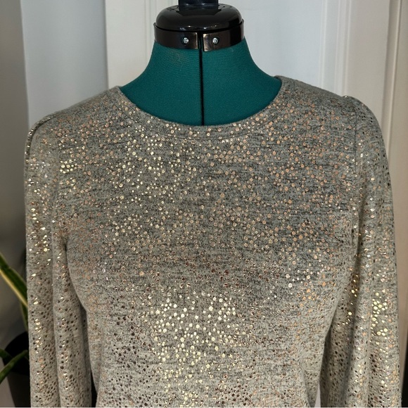 John Paul Richards women’s small long sleeve sparkle blue knit shirt - Picture 2 of 12